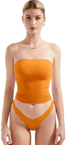 SUUKSESS Women Sexy Tube Top Summer Y2K Going Out Double Lined Basic Tank Top | Amazon (US)