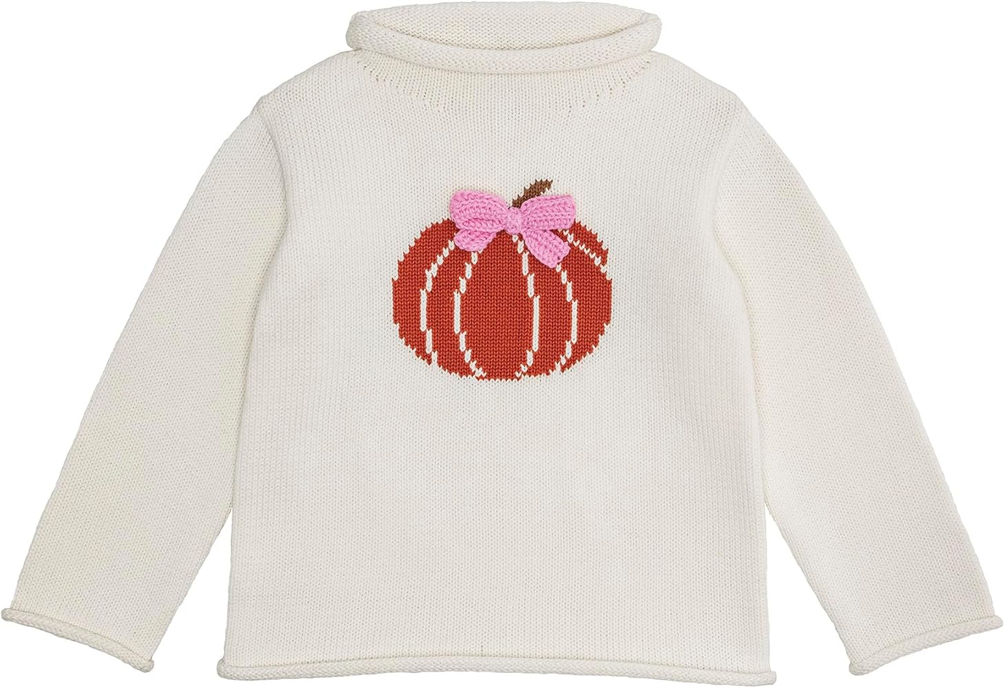 Mud Pie Kids Bow Pumpkin Rollneck Sweater, Large-4T-5T | Amazon (US)