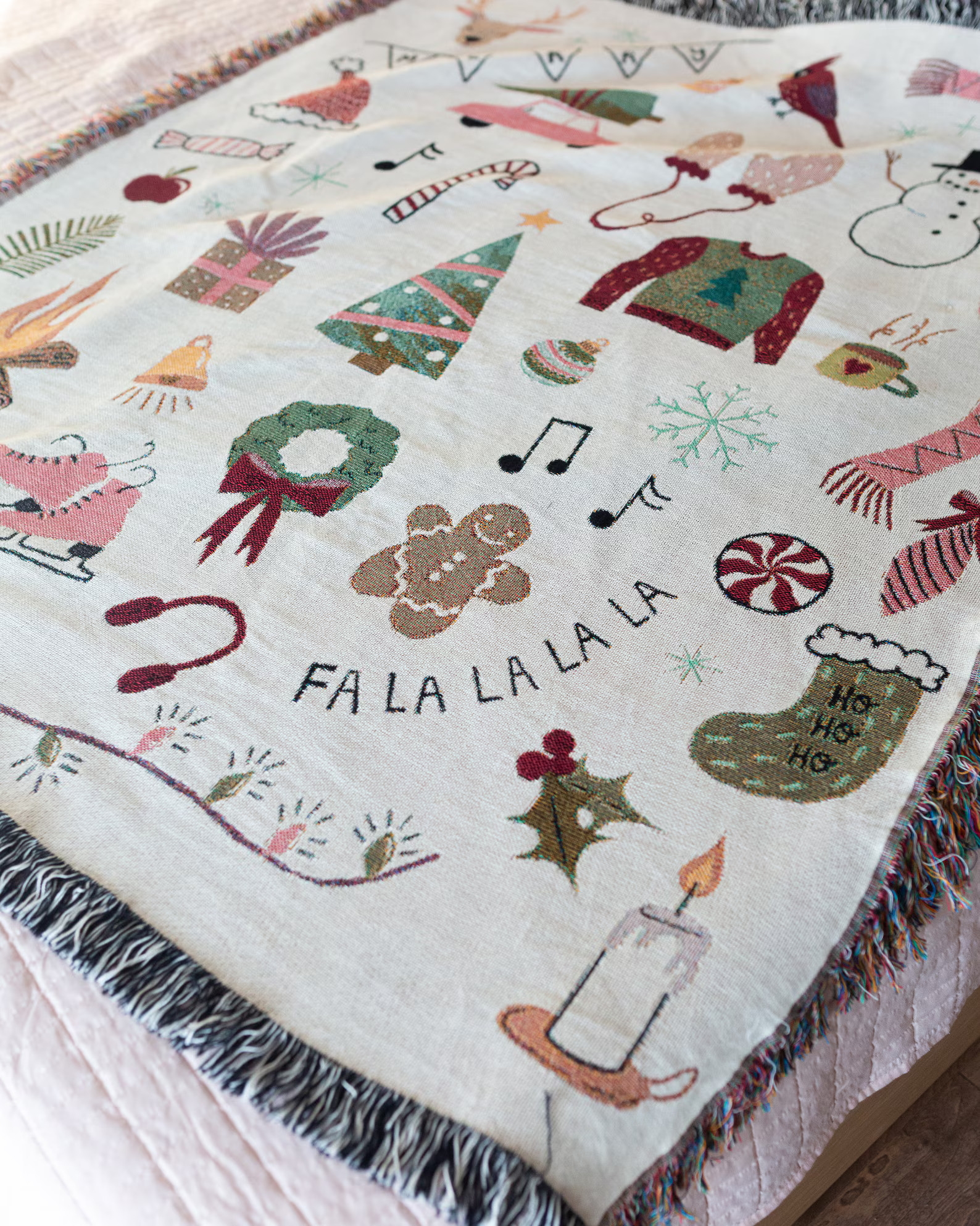 Christmas Blanket: Cute Woven Cotton Throw for Winter Decor, Gift for Him Her Mom Dad, Grandparen... | Etsy (US)