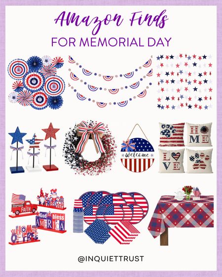 Here are some decor pieces and party essentials from Amazon that are perfect as you get ready for Memorial Day!
#affordablefinds #hostesslife #redwhiteblue #tablescapeinspo

#LTKSeasonal #LTKStyleTip #LTKHome