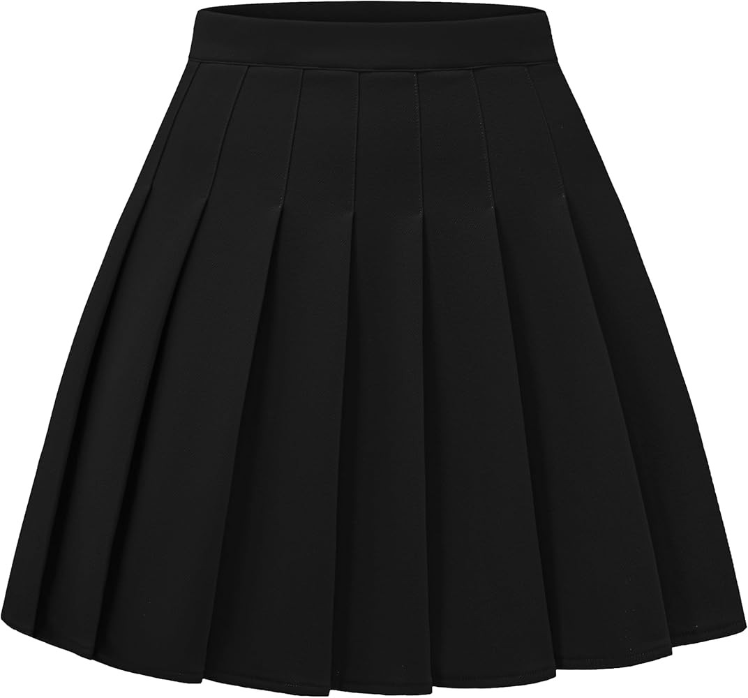 Women Pleated Skirt A-Line Short Mini Basic Skirt School Uniform Cheerleader Skirts Skater Skirt | Amazon (US)