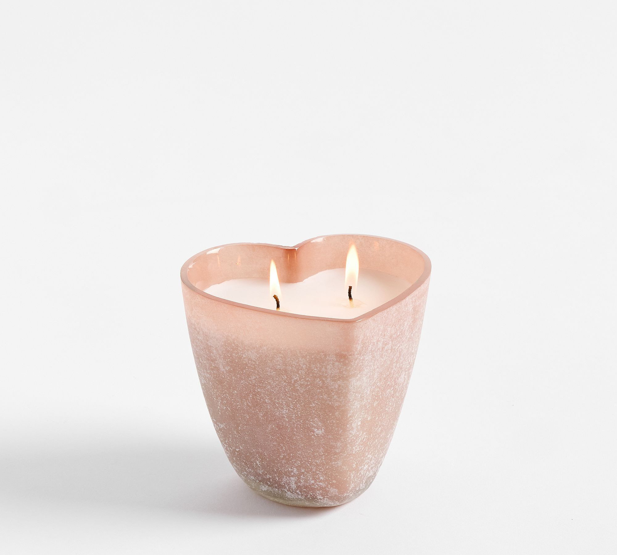 Frosted Glass Heart Candle - Rose Peony | Pottery Barn (US)