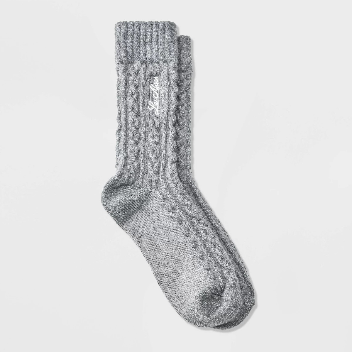 Women's Super Soft Embroidered 'Les Alpes' Cozy Crew Socks - Universal Thread™ Gray/Ivory 4-10 | Target