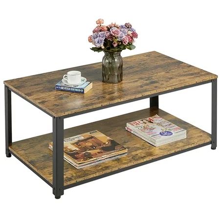 Yaheetech Industrial Coffee Table with Storage Shelf for Living Room Wood Vintage Accent Furniture T | Walmart (US)