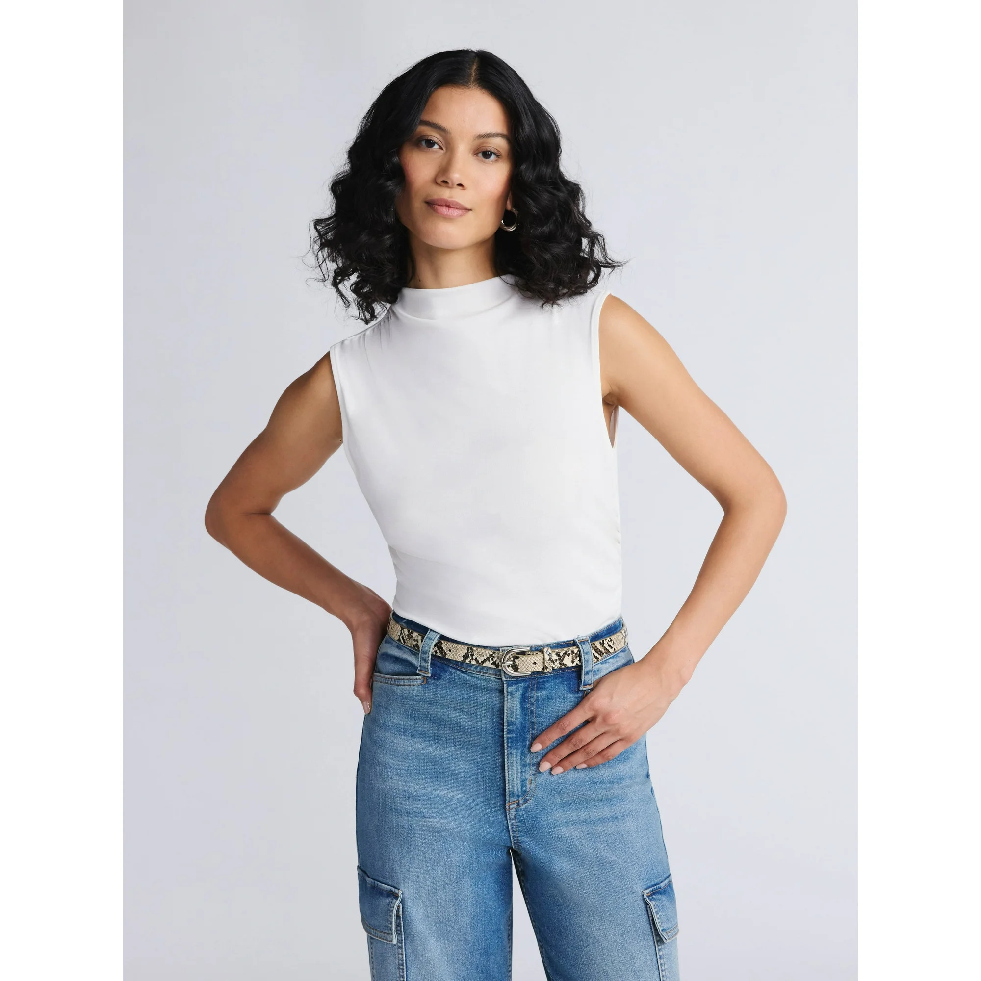 Sofia by Sofia Vergara Women's Mock Neck Ruched Tank Top, Sizes XS-XXXL | Walmart (US)