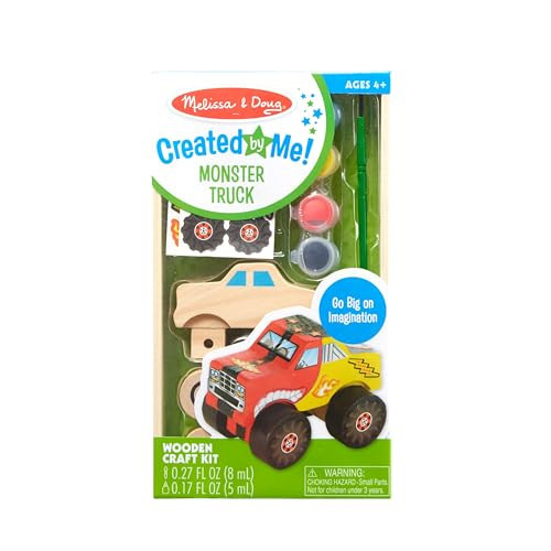 Melissa & Doug Created by Me! Monster Truck Wooden Craft Kit - Easter Basket Stuffers Easy To Assemble DIY For Kids | Amazon (US)
