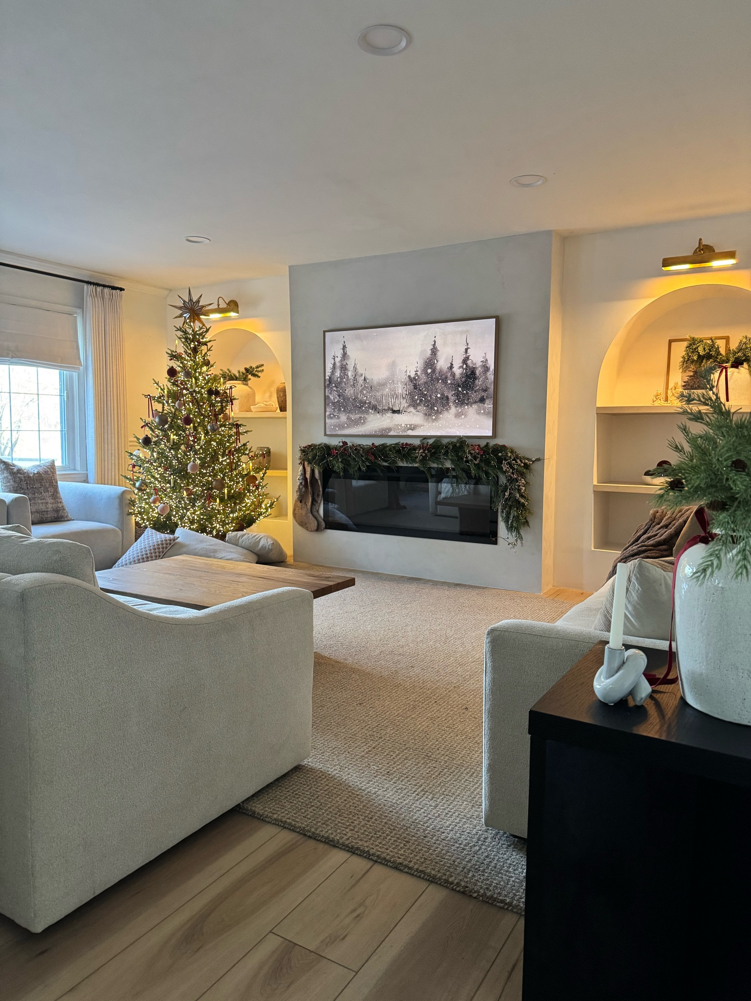 Christmas living room! Love my new print for my frame TV! 

#LTKHoliday #LTKHome #LTKSeasonal