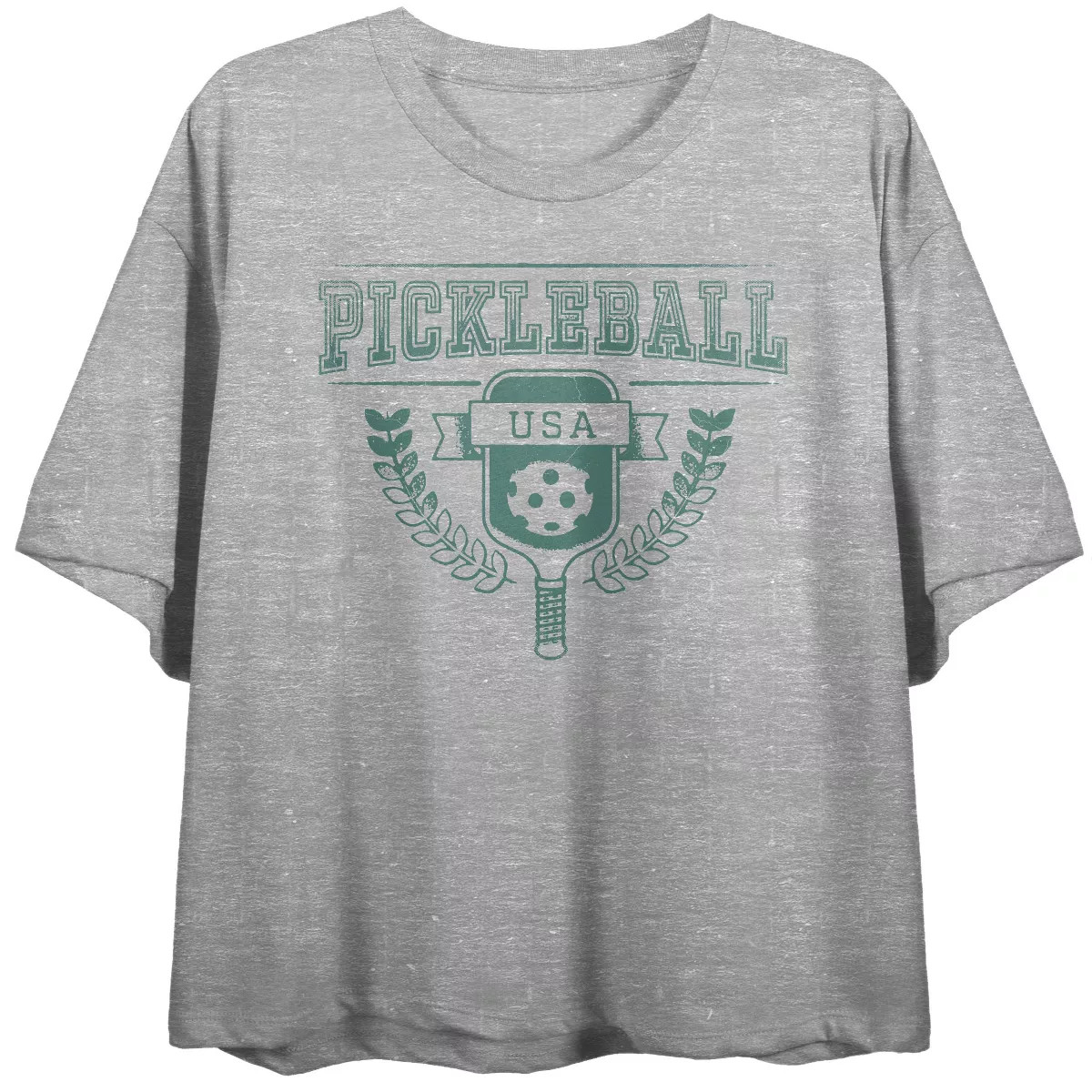 Pickleball USA Women's Heather Gray Crop Tee | Target