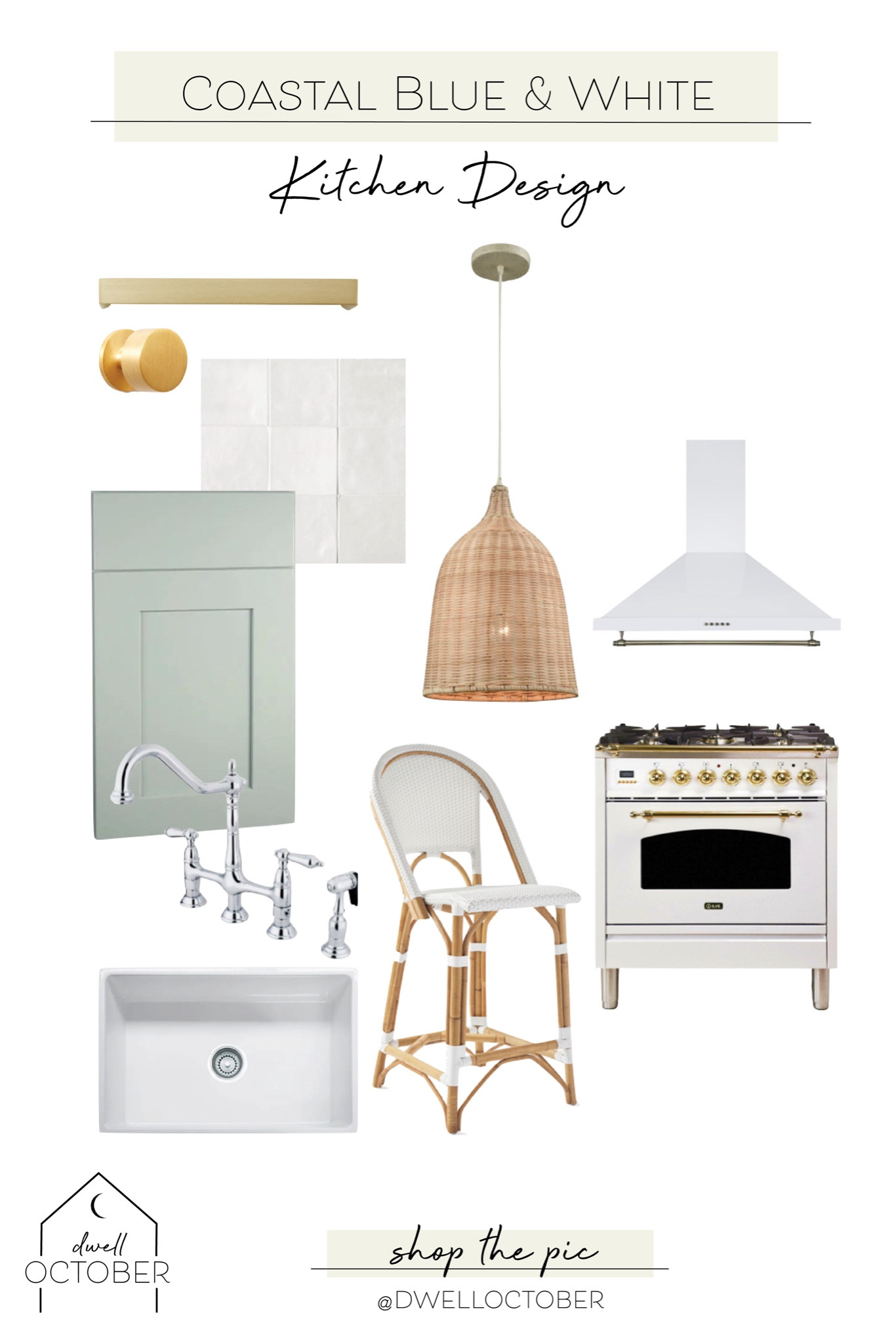 when designing interiors, we often start with the kitchen as this room usually serves as the heart of the home. our goal with this #dwelloctoberstudio kitchen design was to transform a small, dark space into a bright and airy one that offered significantly more storage. we chose beautiful light blue cabinetry, glazed white tile for the backsplash, brushed brass hardware, and wicker and rattan accents to create a happy, modern kitchen. #dwelloctober

#LTKhome