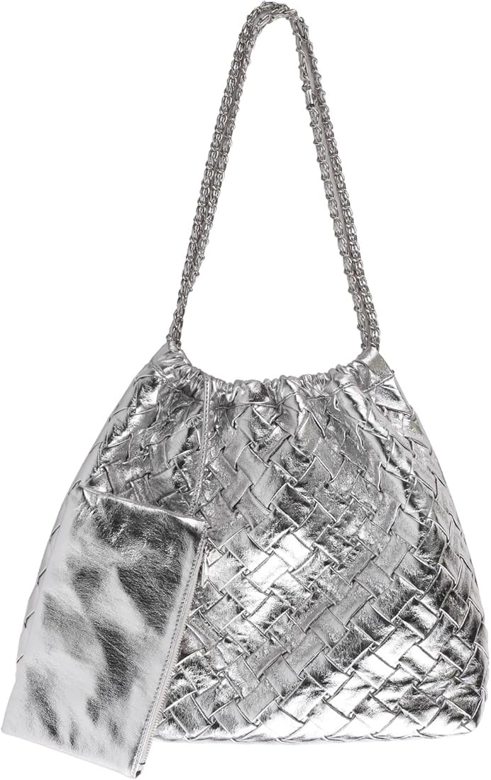 Woven Tote Bag for Women Purse: Large Travel Totes - Soft Leather Shoulder Handbags for Vegan | Amazon (US)