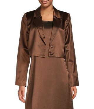 Le' AL.X Satin Notch Lapel Long Sleeve Cropped Coordinating Blazer | Dillard's | Dillard's