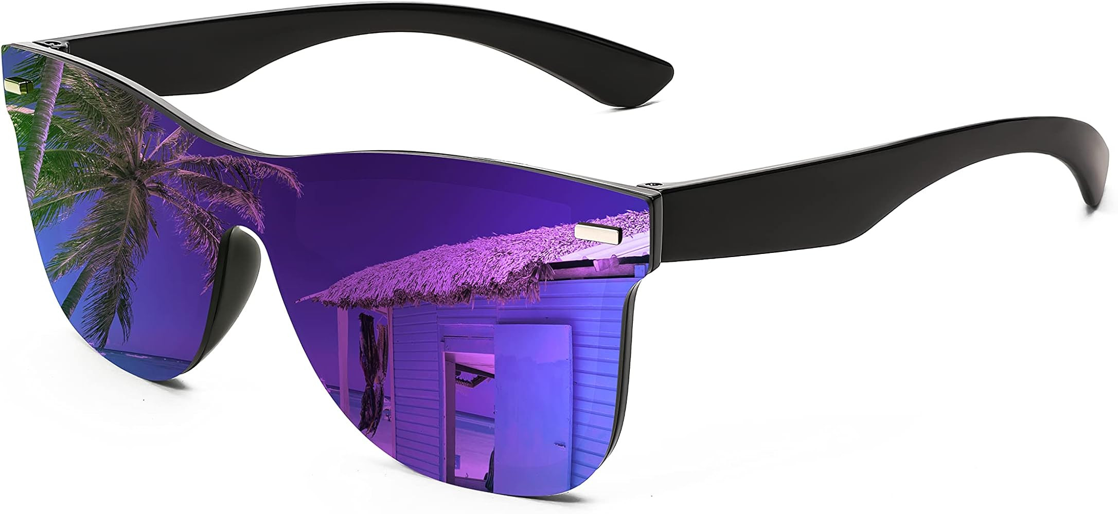 FEISEDY Sunglasses, Rimless Mirrored Sun Glasses with Reflective One-Piece Lens, B4114 | Amazon (US)