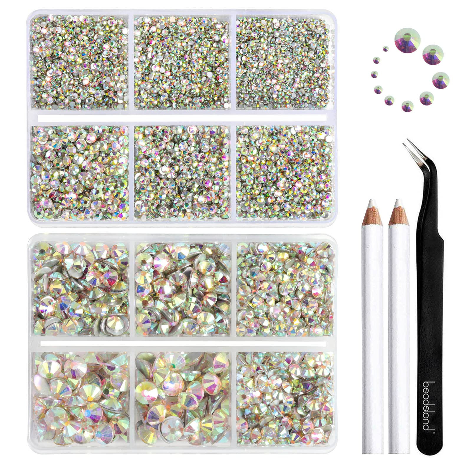 Beadsland 8300PCS Flatback Rhinestones, AB Crystal Rhinestone Round Crystal Rhinestones for Craft... | Amazon (US)