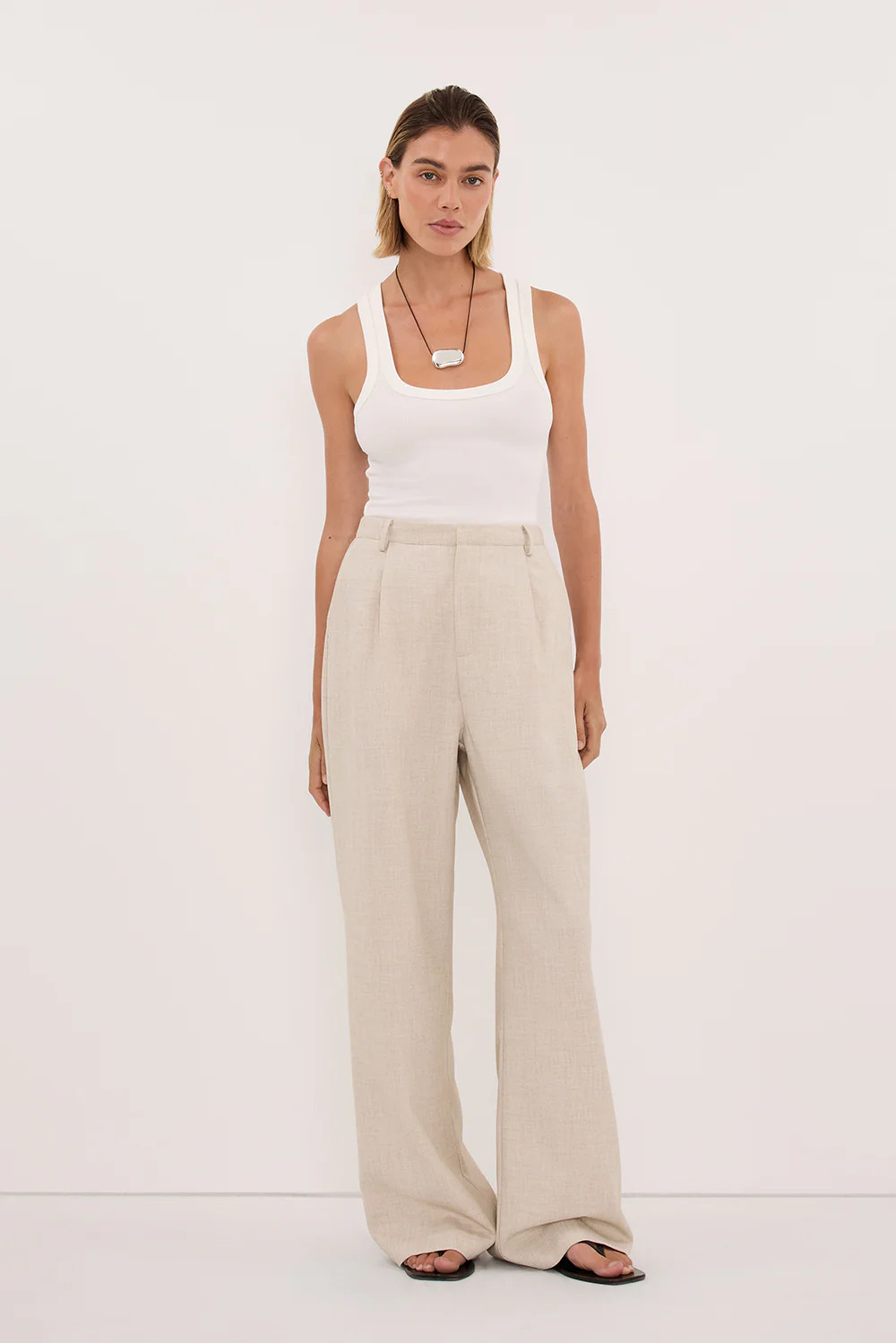 CLARA OFF WHITE SCOOP NECK TANK TOP | DISSH