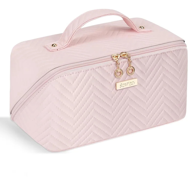 Travel Makeup Bag with 180° Flat Open Design, Large Capacity Cosmetic Bags for Women, Waterproof... | Walmart (US)