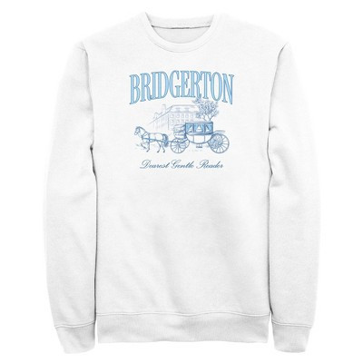 Mens Bridgerton Dear Gentle Reader Horse Carriage Sweatshirt - White - Small | Target