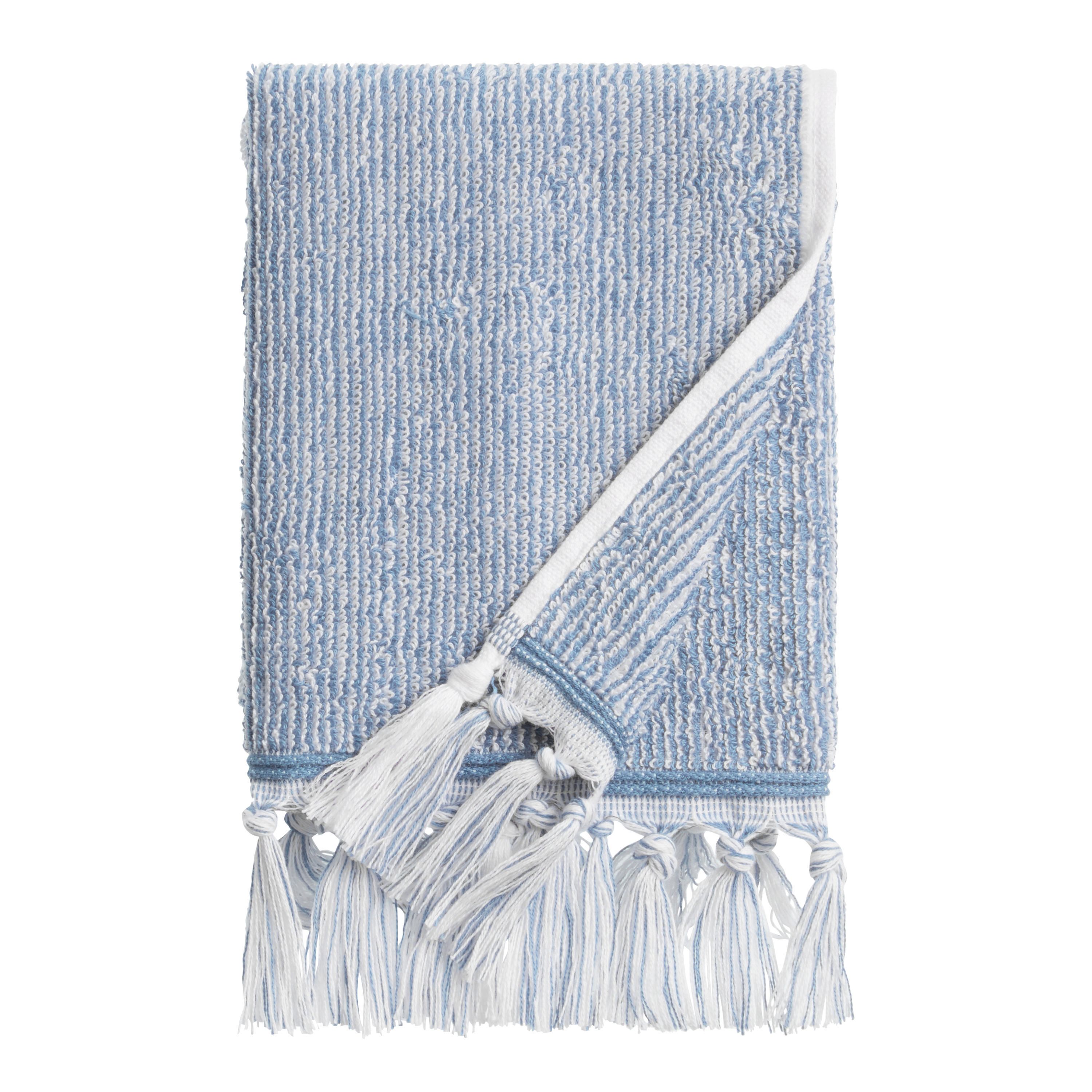 Azure Blue And White Marled Hand Towel | World Market