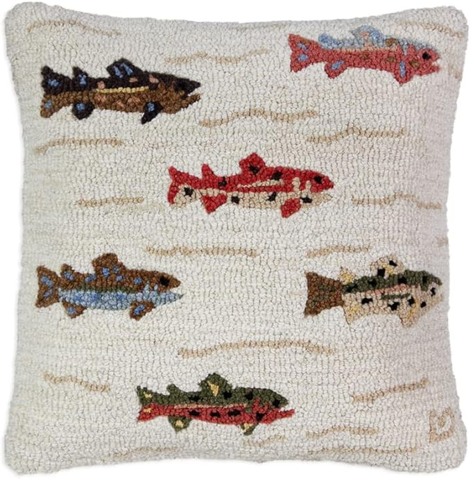 Chandler 4 Corners Artist-Designed Summer Trout Hand-Hooked Wool Decorative Throw Pillow (22” x... | Amazon (US)