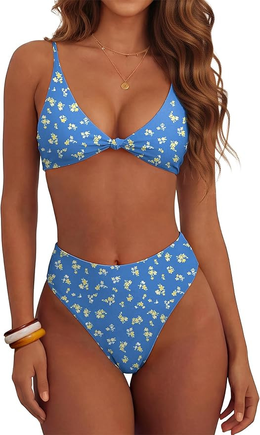 ANRABESS Bikini Sets for Women V Neck Knot Front Two Piece Swimsuits Bathing Suit 2026 Summer Bea... | Amazon (US)