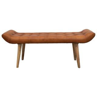 Hello Honey® 49" Leather Tufted Bench with Wood Legs in Mango | 49.3" x 15" x 19.7" | Michaels® | Michaels Stores