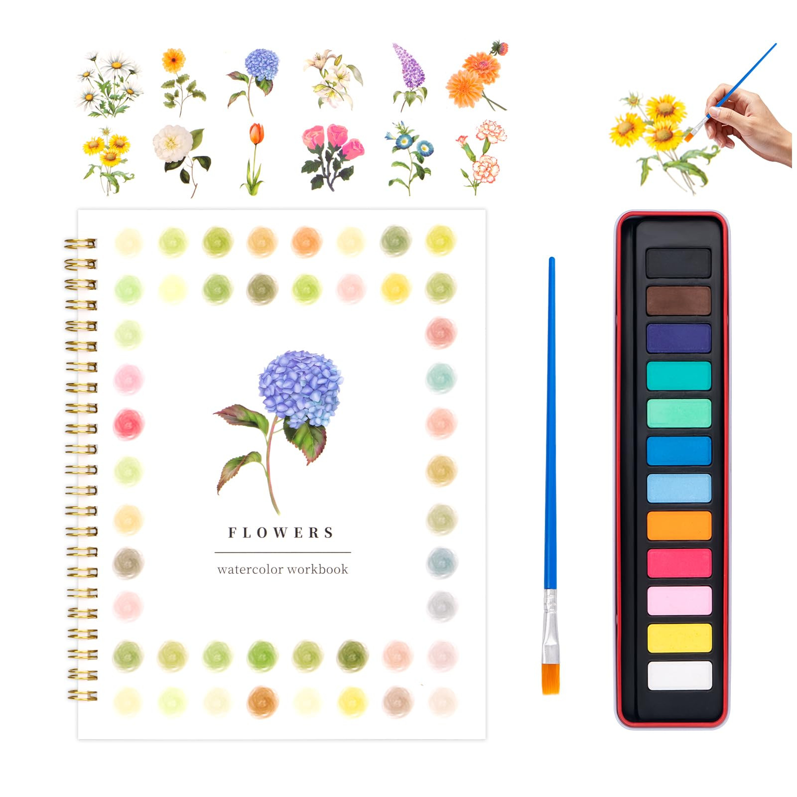 Watercolor Workbook for Adults, Beginner Friendly Watercolor Painting Kit Flowers Water Coloring ... | Amazon (US)