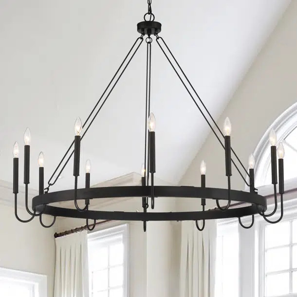 Allegra 12 - Light Dimmable Wagon Wheel Chandelier | Wayfair North America