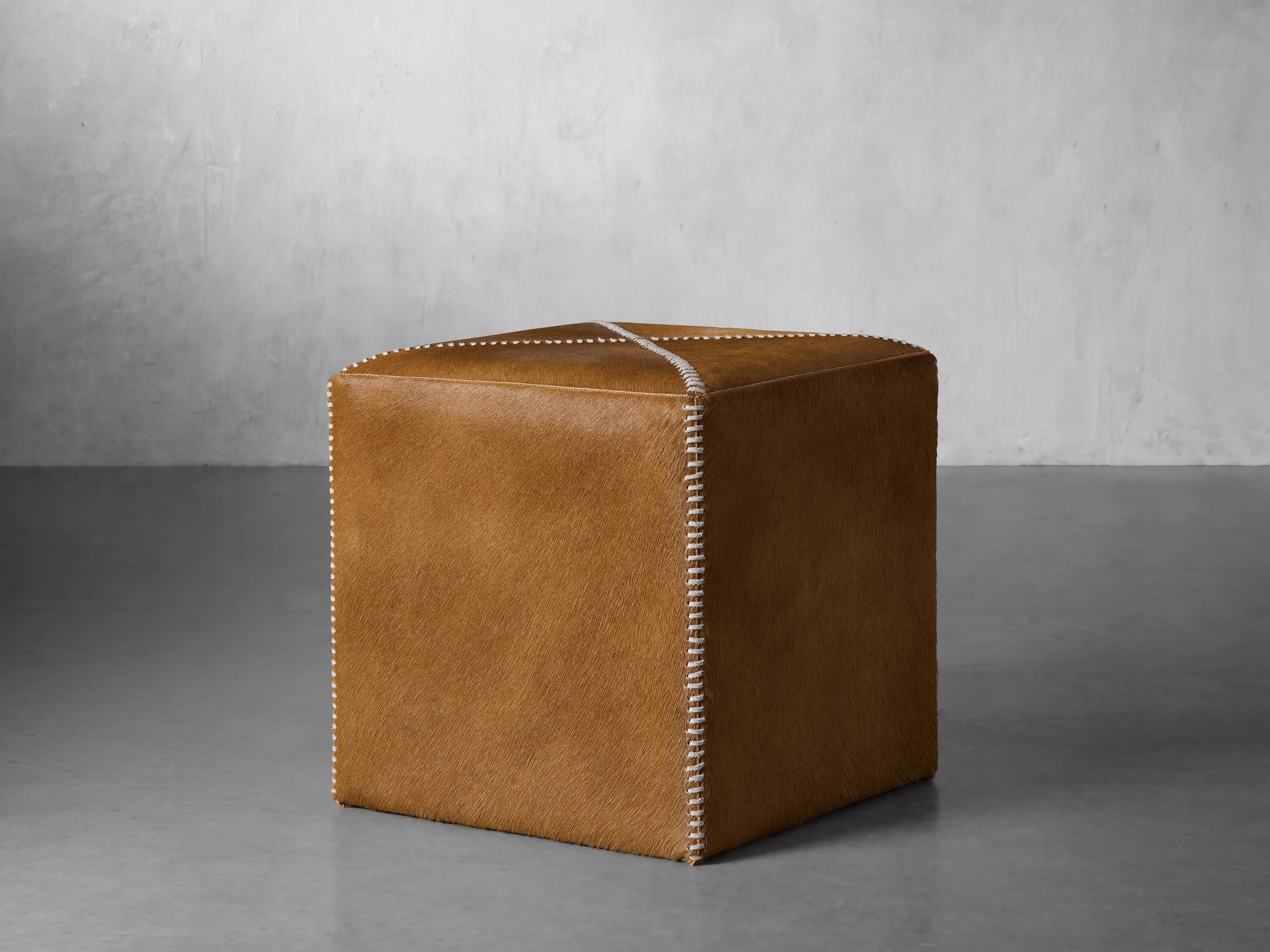 Hide Whipstitch Pouf | Arhaus