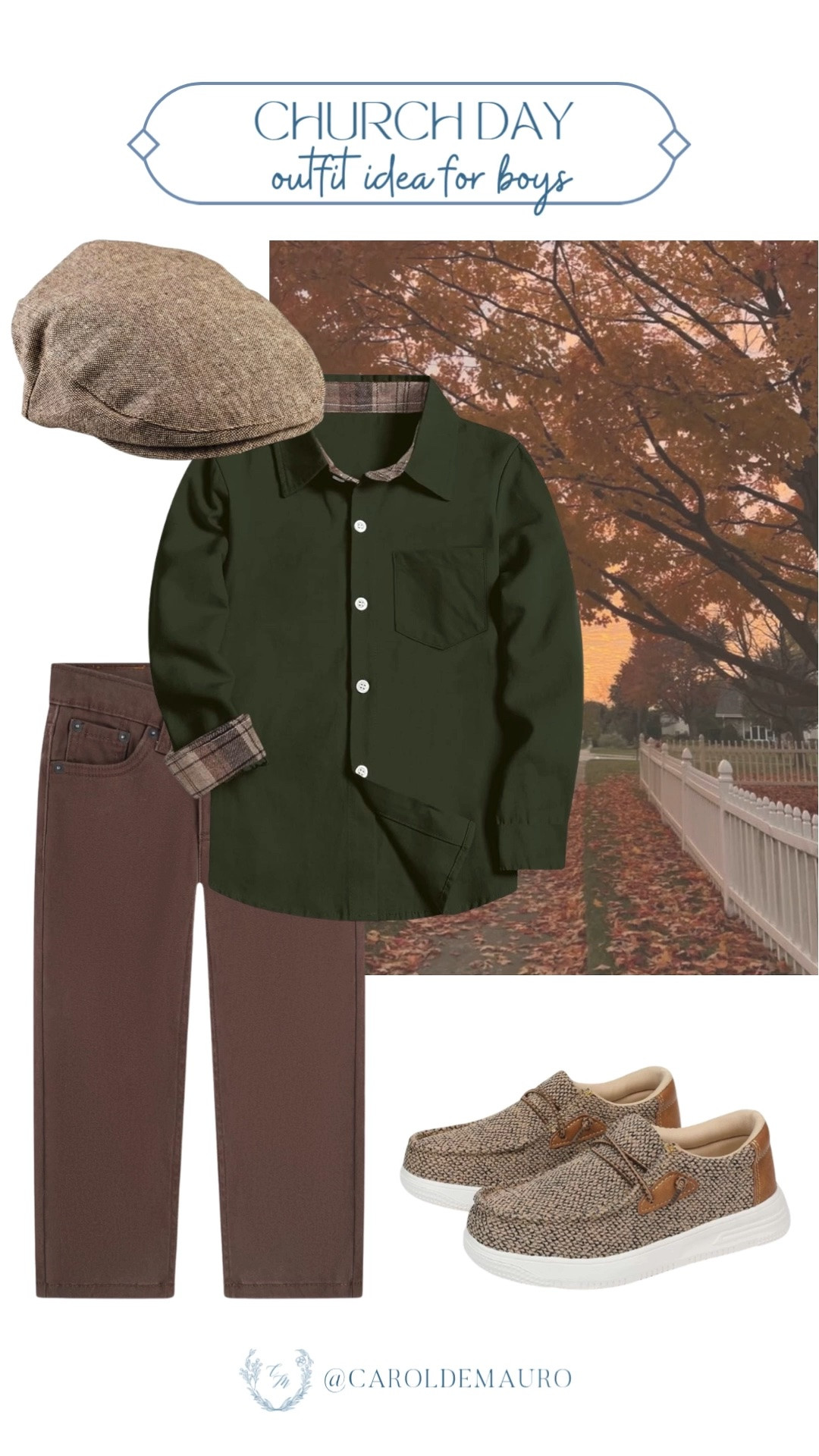 A green button down, a newsboy cap, and brown pants make the sweetest church day look. Polished, warm, and perfect for fall.

church outfit boys, toddler dressy outfit, boys preppy style, kids Sunday best, fall boys fashion

#LTKootd #LTKSeasonal #LTKKids