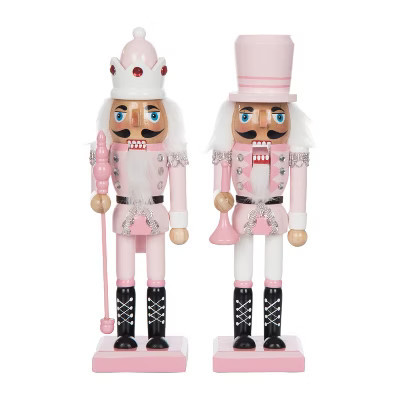 Transpac Medium Wood Pastel Nutcracker Set of 2 Decorative Christmas Objects for Indoor Tabletop Decor and Gifts | Target