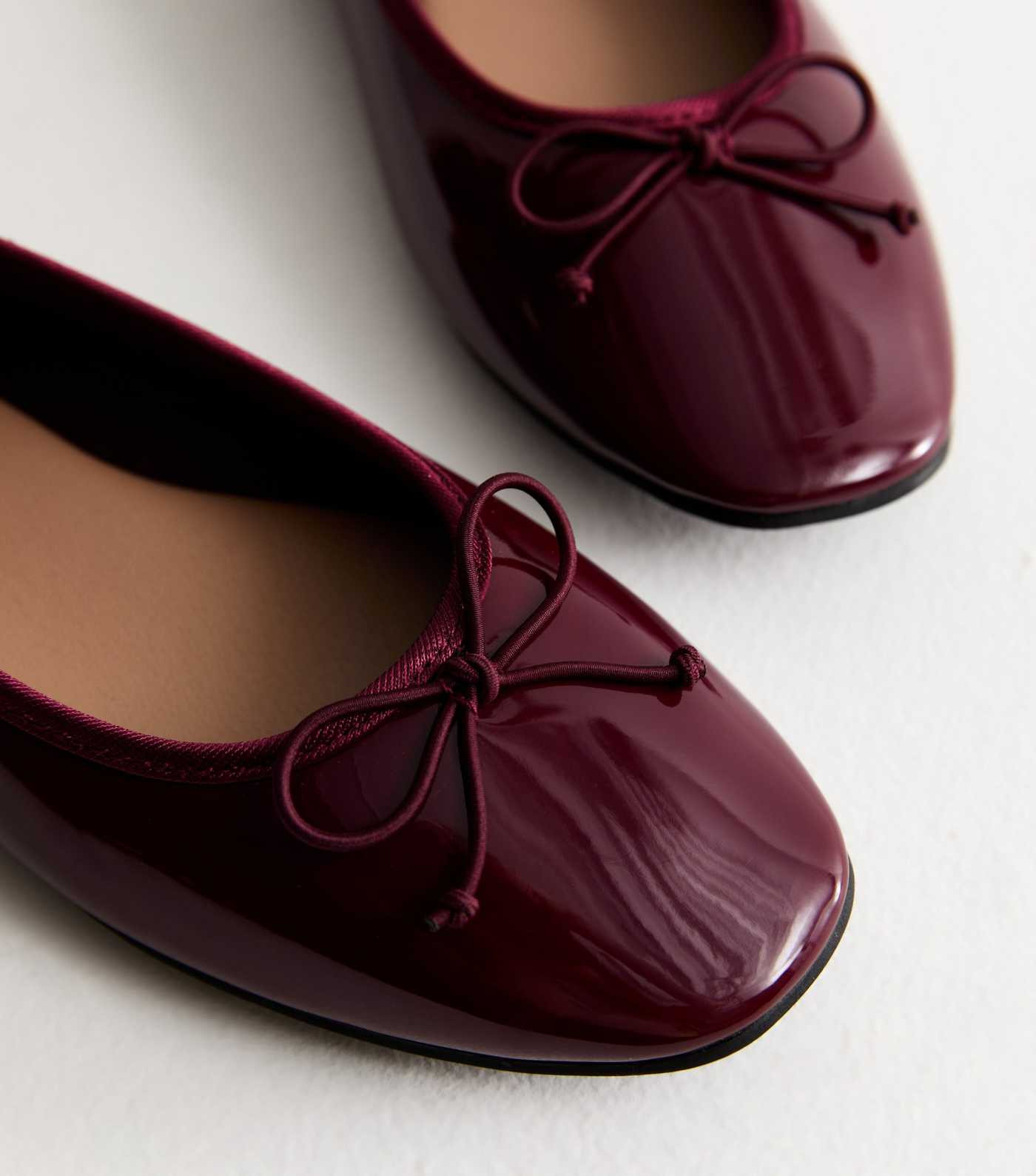 Burgundy Patent Leather-Look Ballerina Pumps | New Look | New Look (UK)
