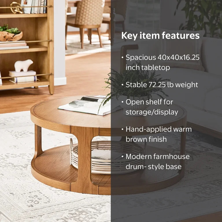 My Texas House Haven Round Coffee Table with Warm Brown Finish | Walmart (US)