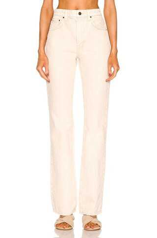 GRLFRND Melanie High Rise Boot Cut Jeans in Beige | FWRD 