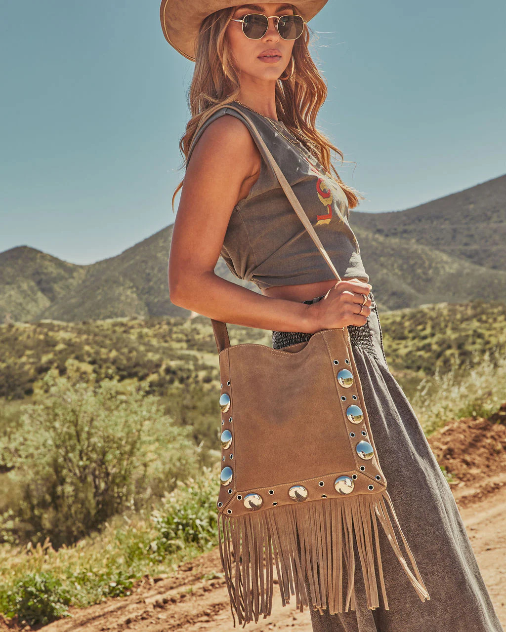 Outlaw Muse Fringe Faux Suede Crossbody Bag | VICI