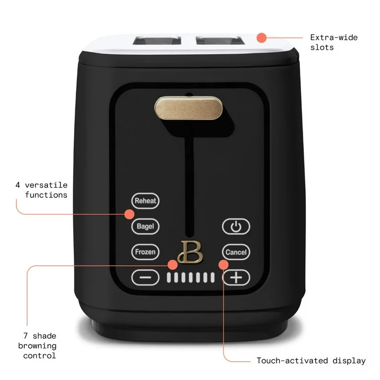 Beautiful 2-Slice Toaster with Touch-Activated Display, Black Sesame by Drew Barrymore | Walmart (US)