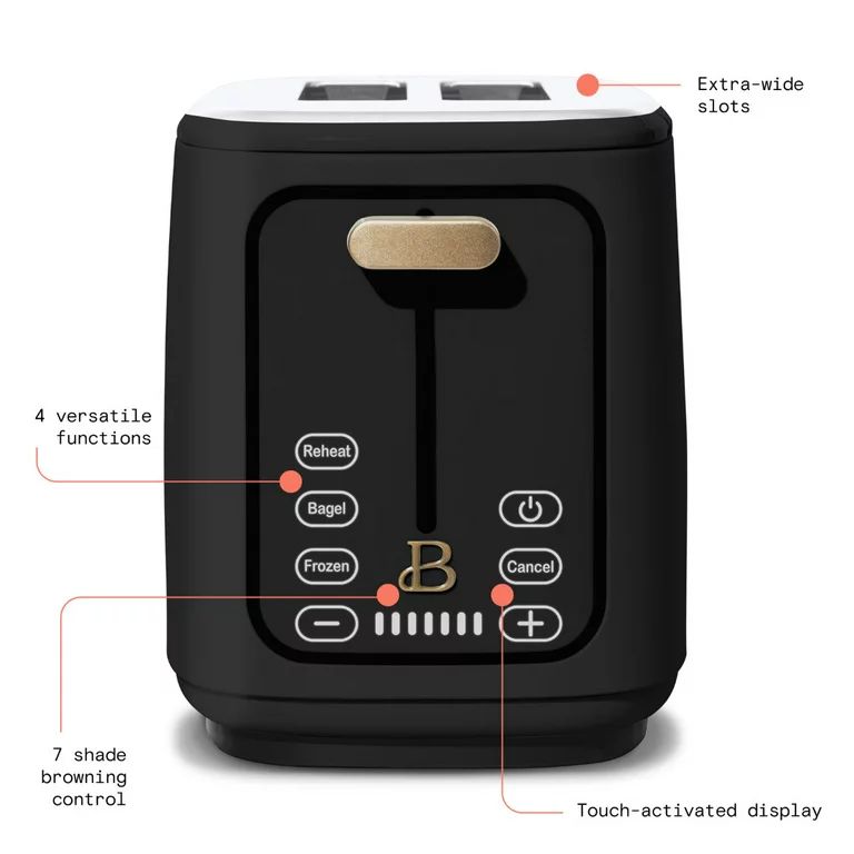 Beautiful 2 Slice Touchscreen Toaster, Black Sesame by Drew Barrymore | Walmart (US)