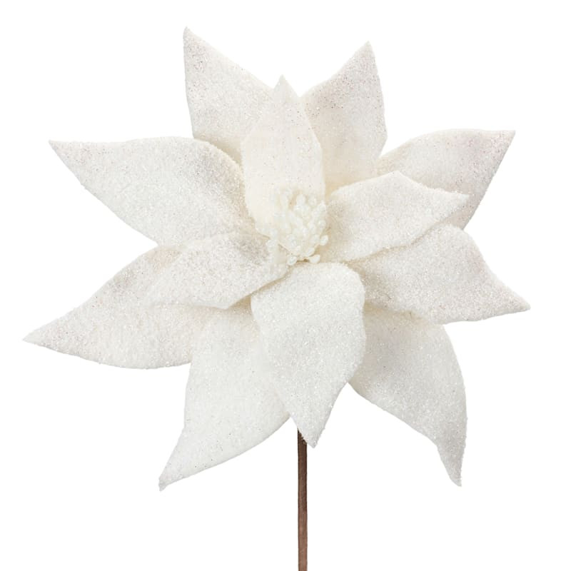 White Poinsettia Floral Stem, 24" | At Home