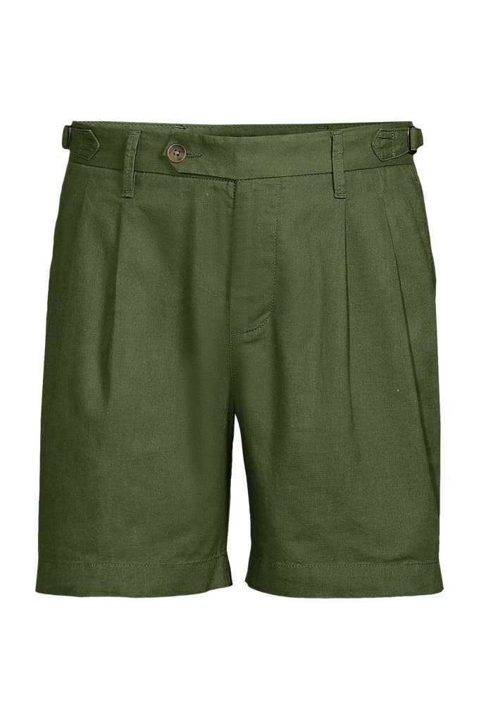 Men's 7" Linen Cotton Resort Shorts - Lands' End - Green - 37 | Lands' End (US)