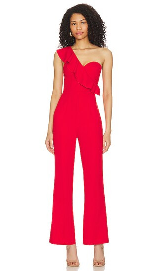 Stefanie One Shoulder Jumpsuit in Red | Revolve Clothing (Global)