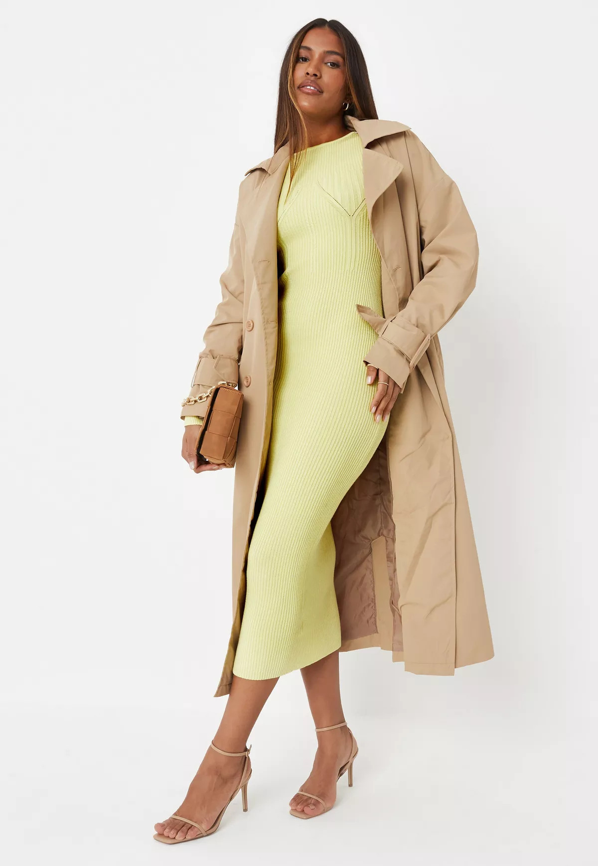 Tall Lime Contrast Rib Knit Midaxi Dress | Missguided (US & CA)