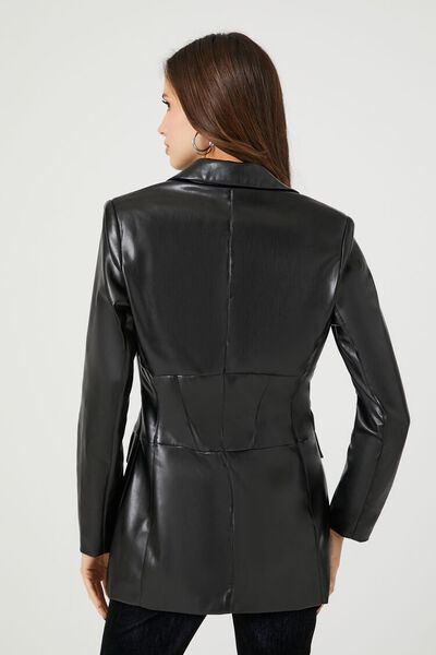 Faux Leather Zip-Up Blazer | Forever 21