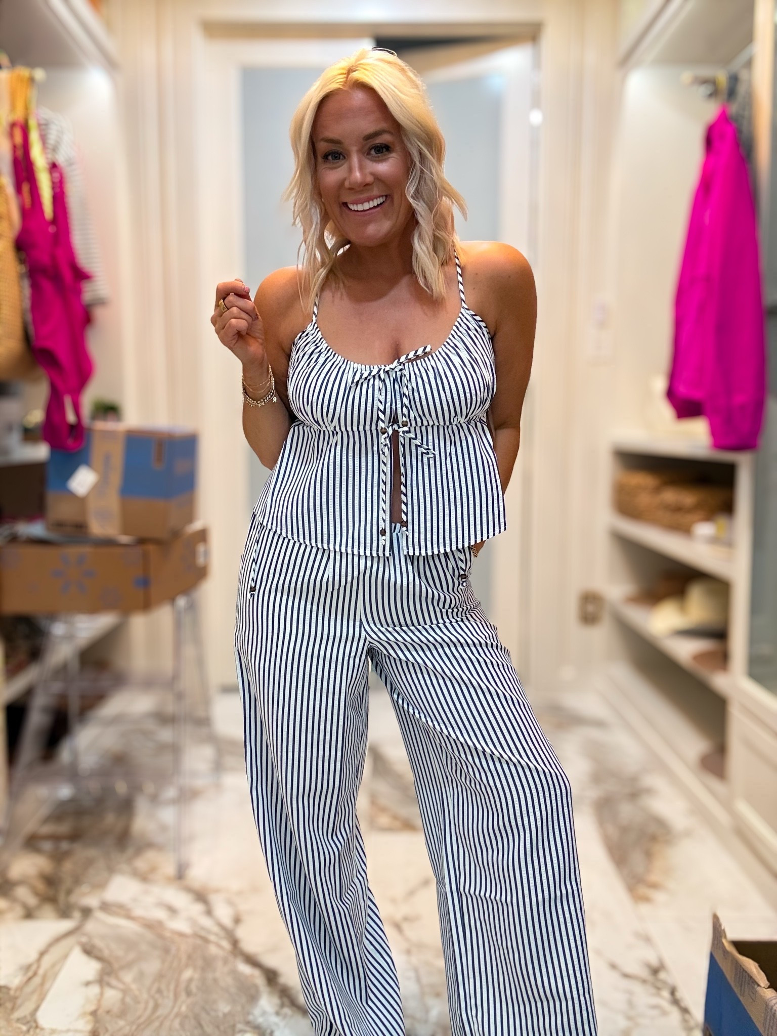 Super cute striped two piece set for summer and vacation - small