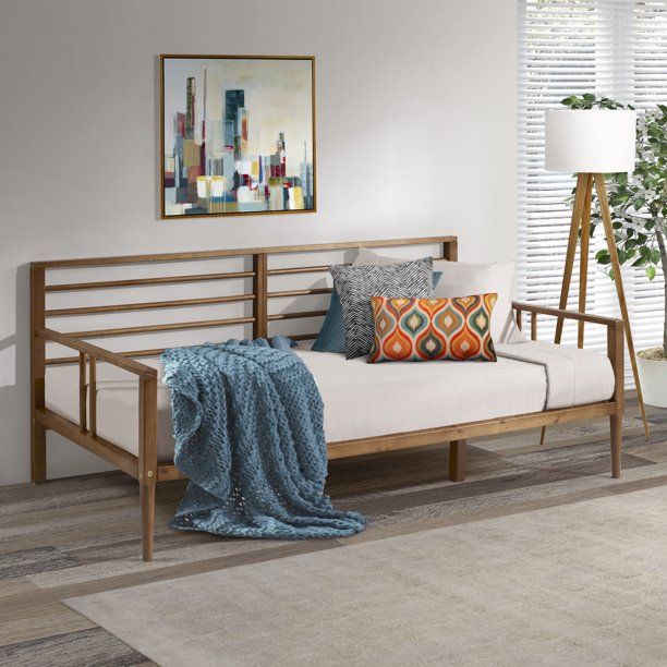 Bellamy Studios Mid-Century Miller Solid Wood Spindle Daybed, Caramel - Walmart.com | Walmart (US)