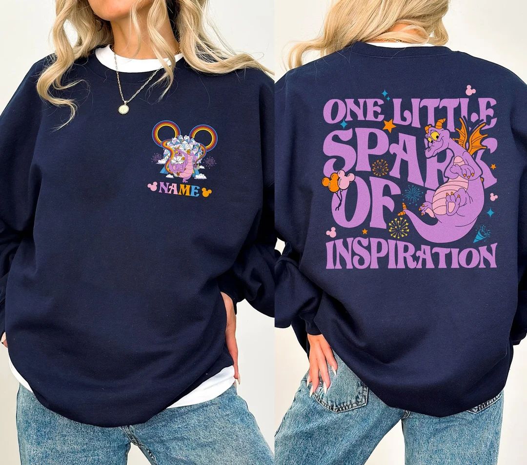 Two-sided Personalized Figment One Little Spark of Inspiration Shirt Custom Name Epcot Internatio... | Etsy (US)