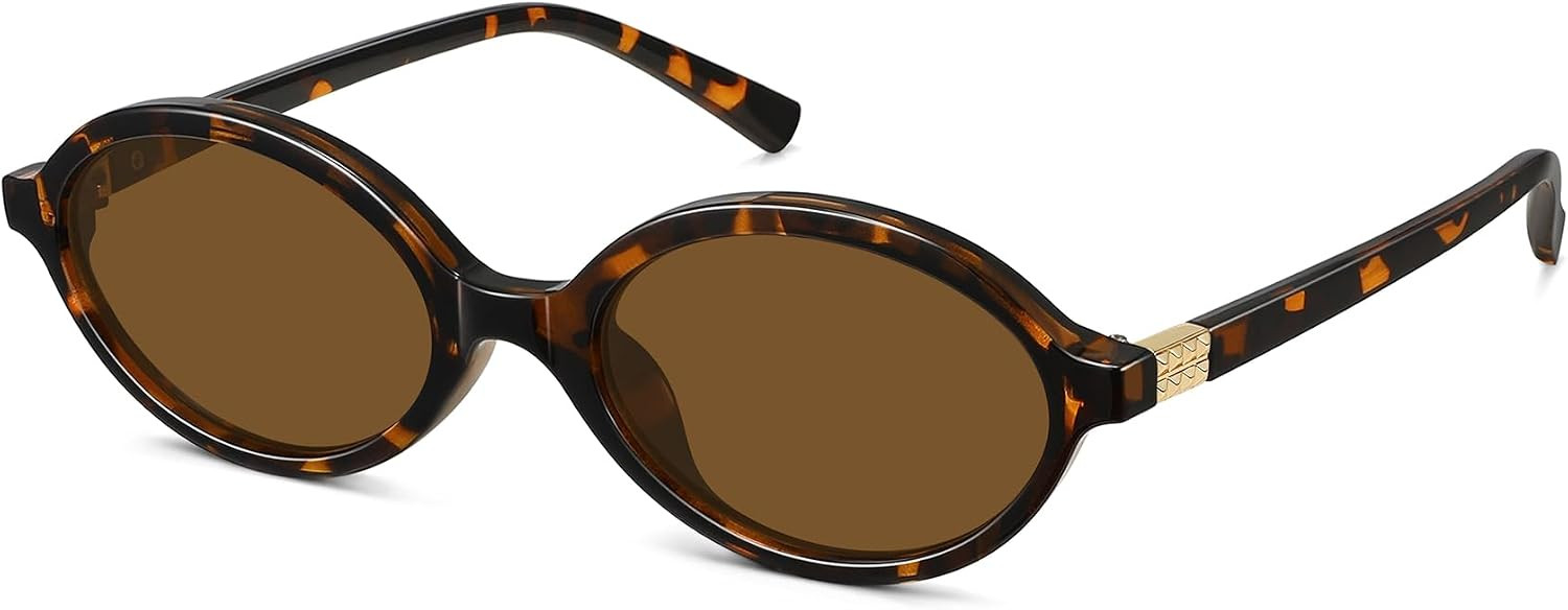 WOWSUN Retro Oval Sunglasses for Women,Slim 90s Vintage Fashion Shades | Amazon (US)