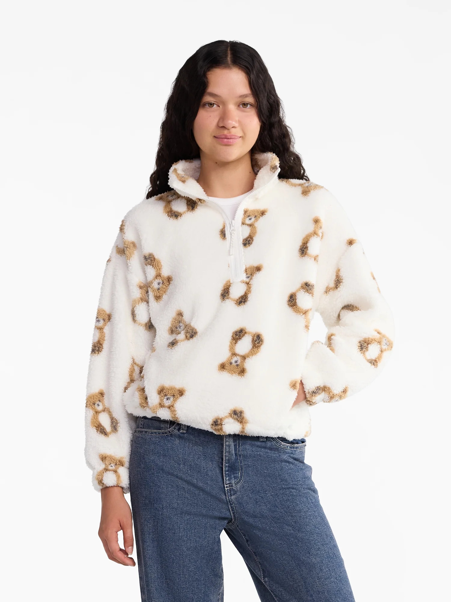 No Boundaries Plush Half-Zip Pullover, Women's | Walmart (US)