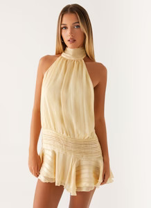 Willow Chiffon Mini Dress - Yellow | Peppermayo (Global)