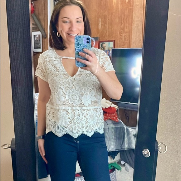 Express lace overlay blouse | Poshmark