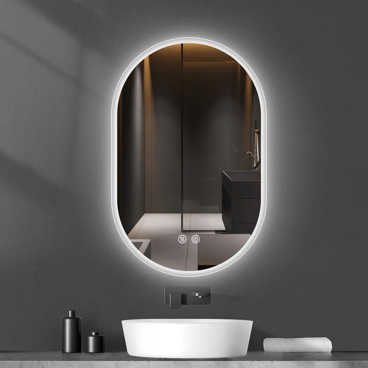 Wall Mounted LED Mirror Frameless Bathroom Vanity Oval Lighted Mirror with Anti-fog&Dimmable Ligh... | Wayfair North America