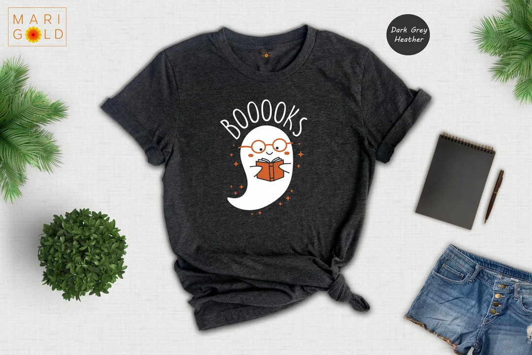 Booooks Shirt, Ghost Books, Halloween Teacher T-shirt, Halloween Reading Shirt, Librarian Shirt, ... | Etsy (US)