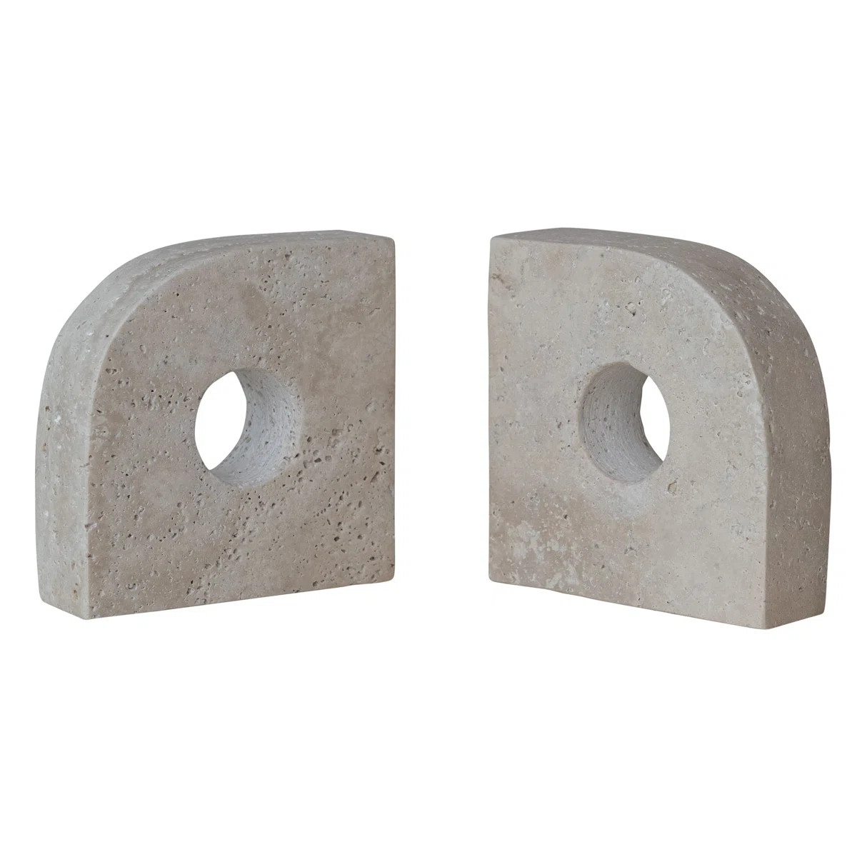 Travertine Bookends With Circle Cut-Outs | Wayfair North America